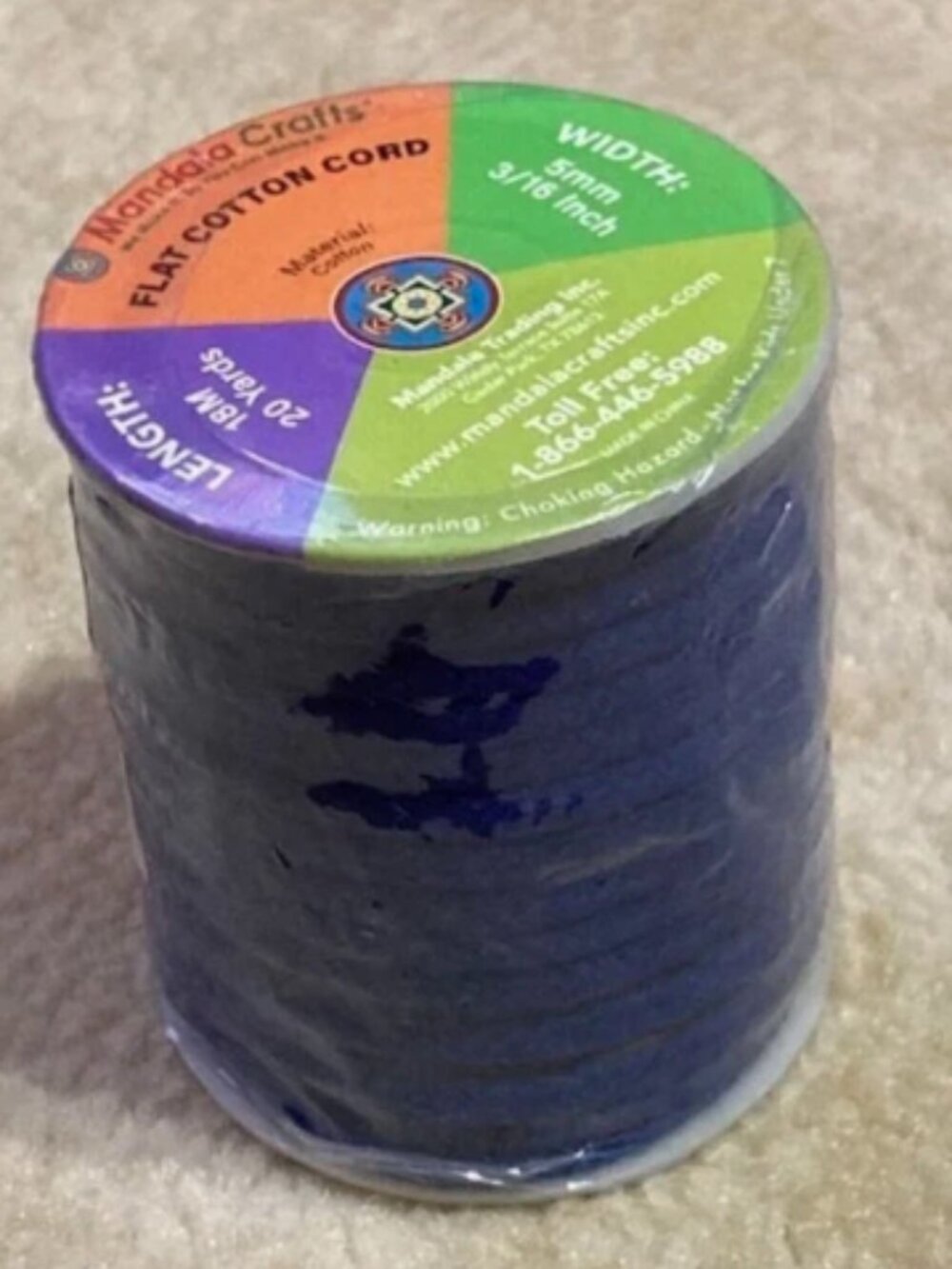 Mandala Crafts 3/8" Flat Cotton Drawstring~20 Yards | Blue